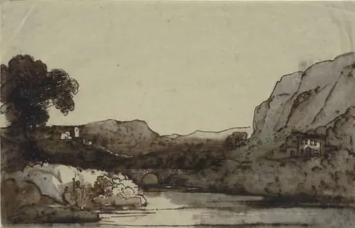 Landscape with Bridge and Mountains, by John Baverstock Knight