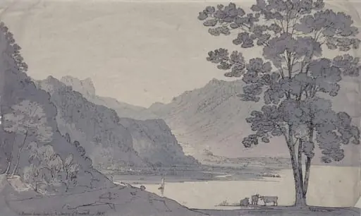 View looking down to Lodore and Borrowdale, by John Baverstock Knight