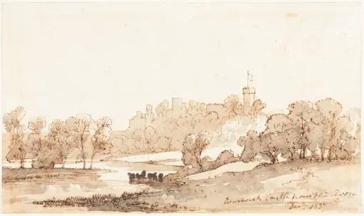 Warwick Castle from the Avon, by John Baverstock Knight