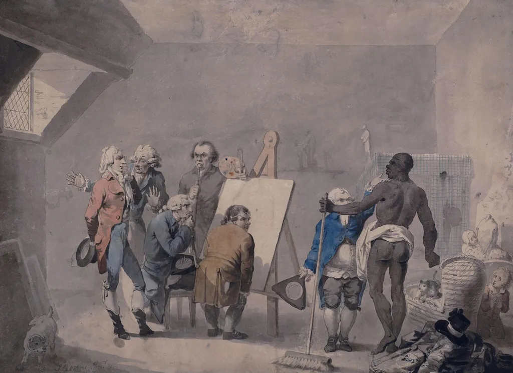 A Meeting of Connoisseurs, by John Boyne, watercolor, 1798
