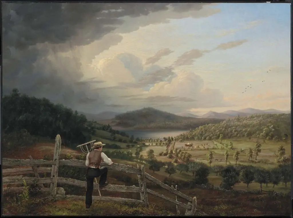 Haying at Lapham's Farm, Auburn, Maine, by John Bradley Hudson, Jr.