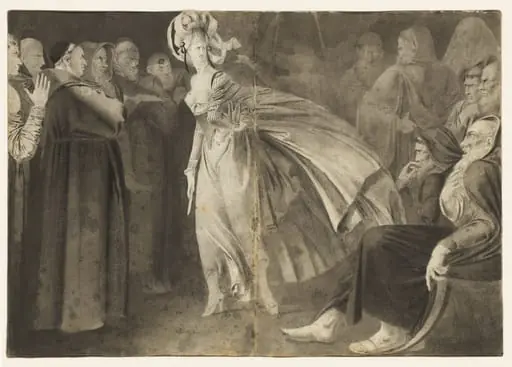 Woman Standing among the Friars (recto), by John Brown