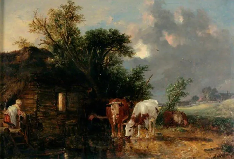 Cows Drinking, by John Burnet