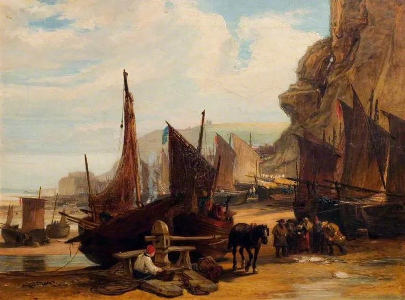 Fish Market at Hastings, by John Burnet, oil, 1834