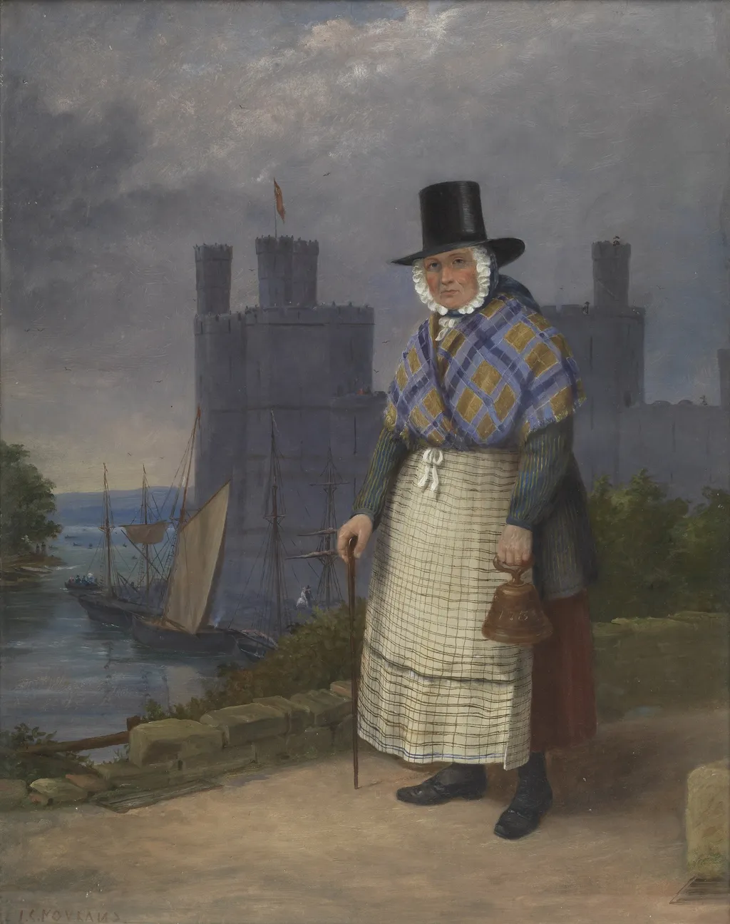 Bellringer of Caernarvon in costume of trade, by John Cambrian Rowland, oil, 1870