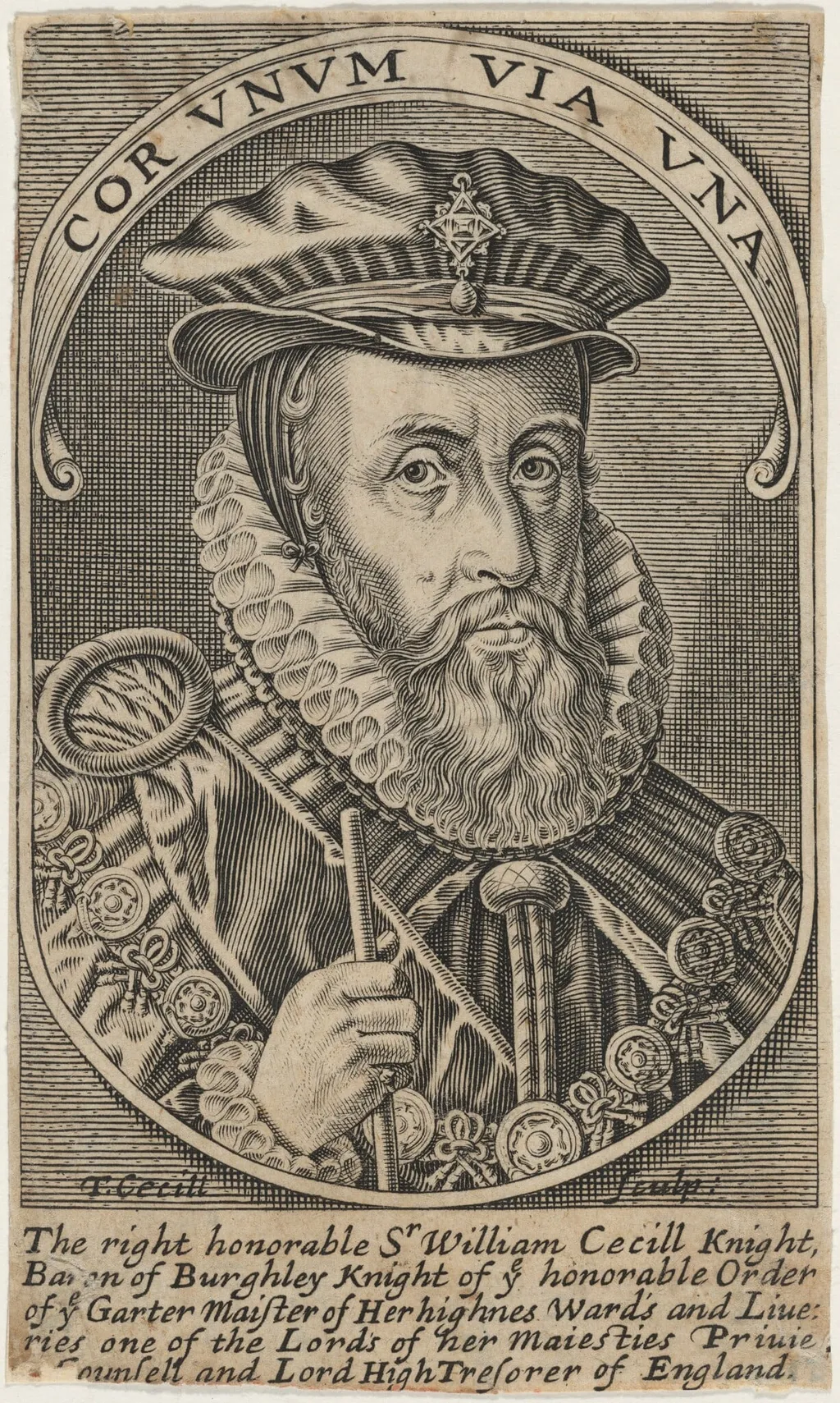 William Cecill, First Baron Burghley, by John Chantry, ink, 1640
