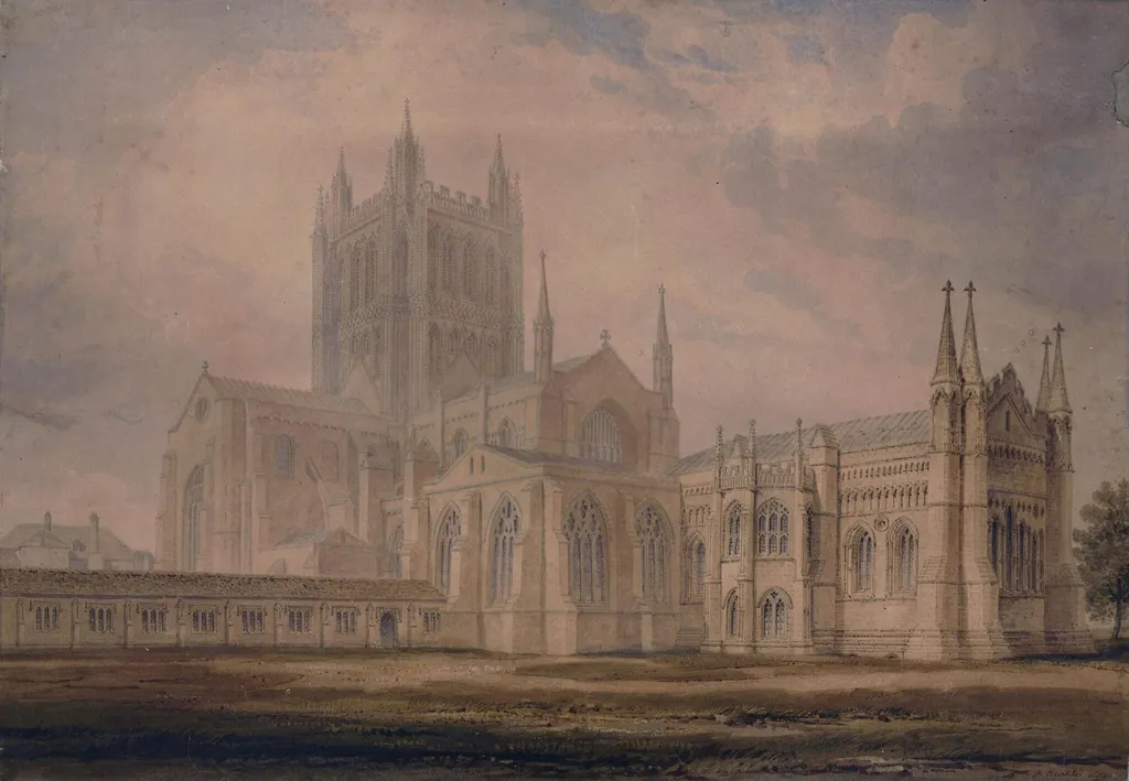 Hereford Cathedral, by John Chessell Buckler, watercolor, 1809