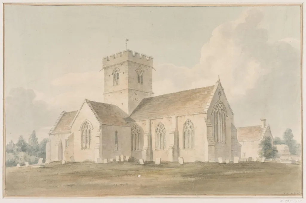 South-east view of Dinton Church, Wiltshire, by John Chessell Buckler, watercolor, 1805