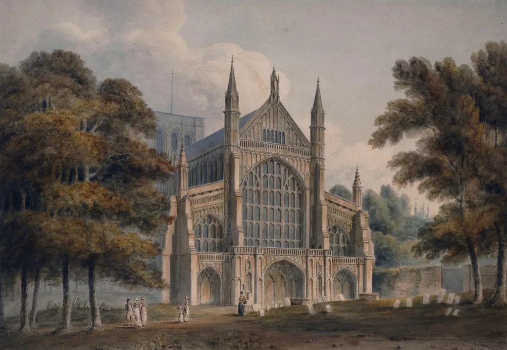 Winchester Cathedral, by John Chessell Buckler, watercolor, 1801