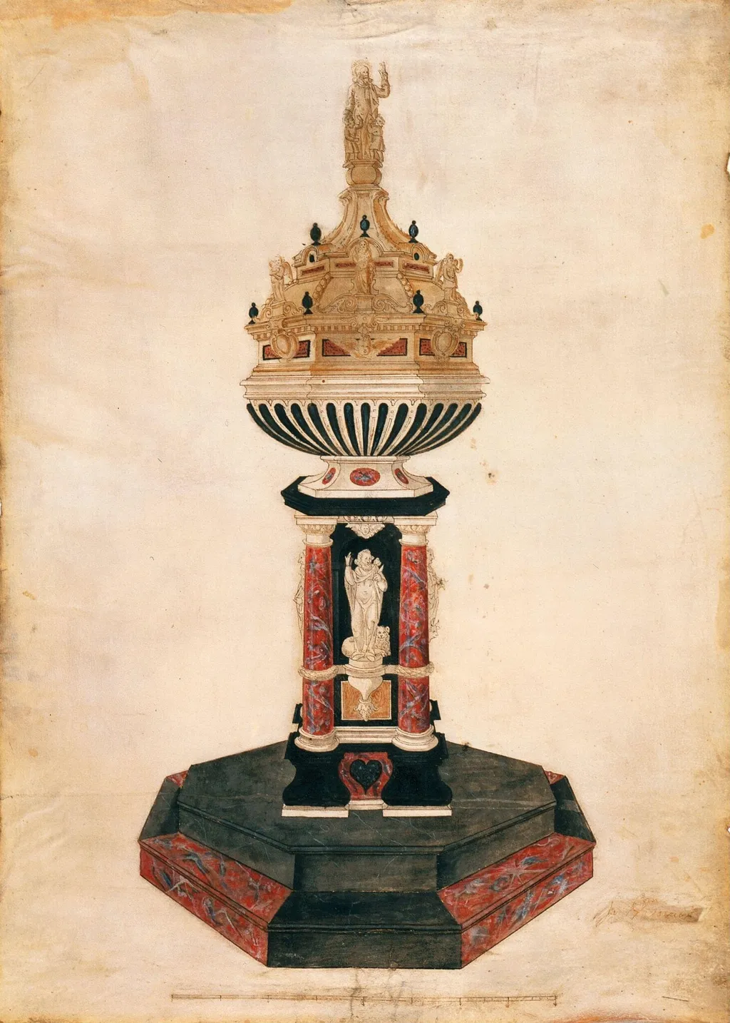Canterbury Cathedral Font Design, by John Christmas, 1638