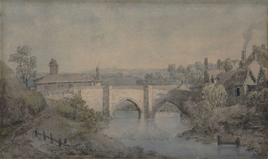 Bishop Gate Bridge, Norwich, by John Claude Nattes, watercolor, 1765