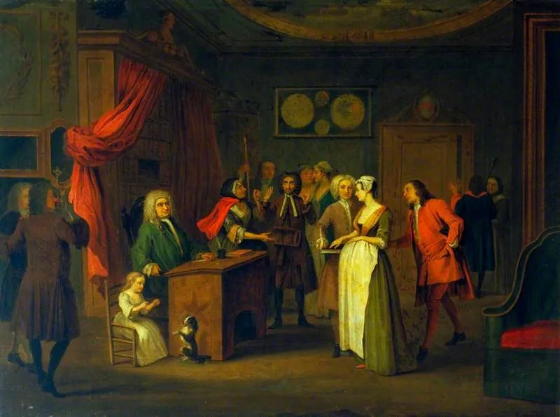 The Affiliation (after William Hogarth), by John Collett, oil, 1762