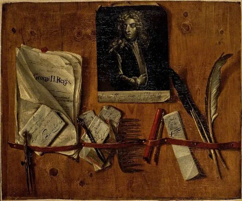 Trompe l'oeil painting, by John Collier