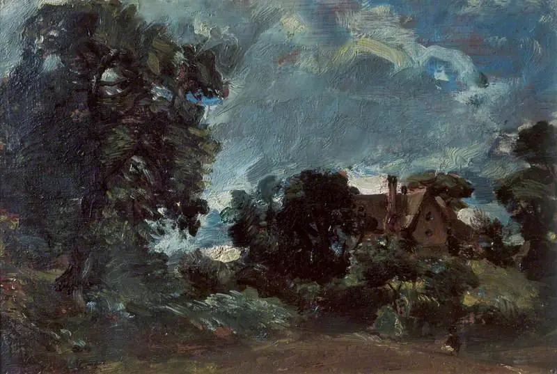 A Cottage and Lane at Langham (sketch for 'The Glebe Farm'), by John Constable