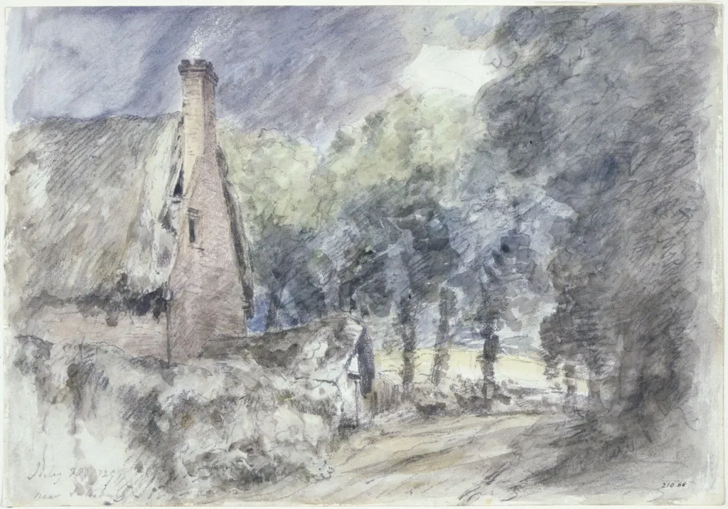 A cottage and Trees near Salisbury, by John Constable, watercolor, 28