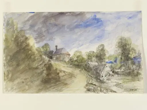 A cottage and water-mill at Bignor, by John Constable