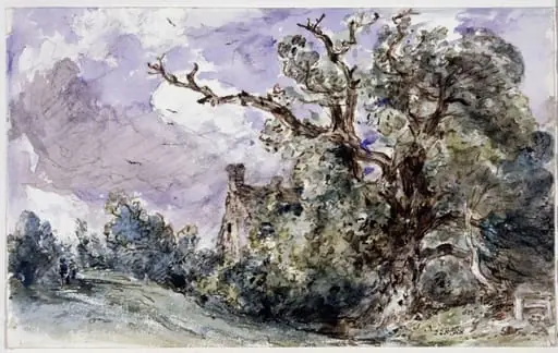 A cottage by a wood at Findon, Sussex, by John Constable