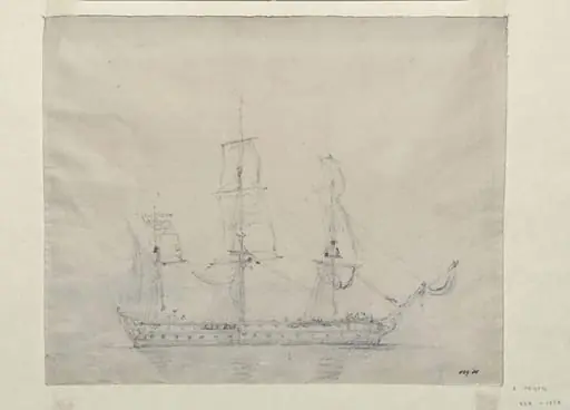 A man-of-war, by John Constable