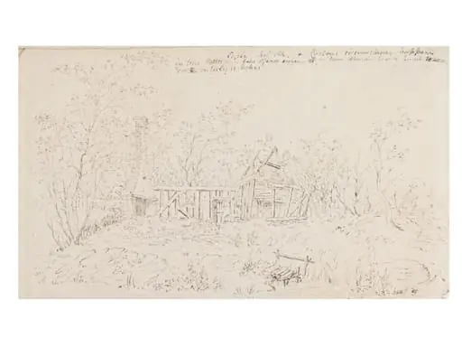 A ruined cottage at Capel, Suffolk, by John Constable