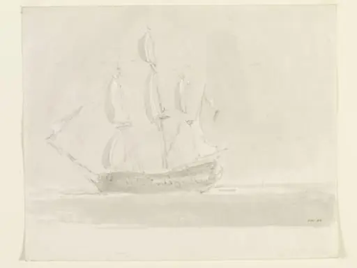 A ship under sail, by John Constable