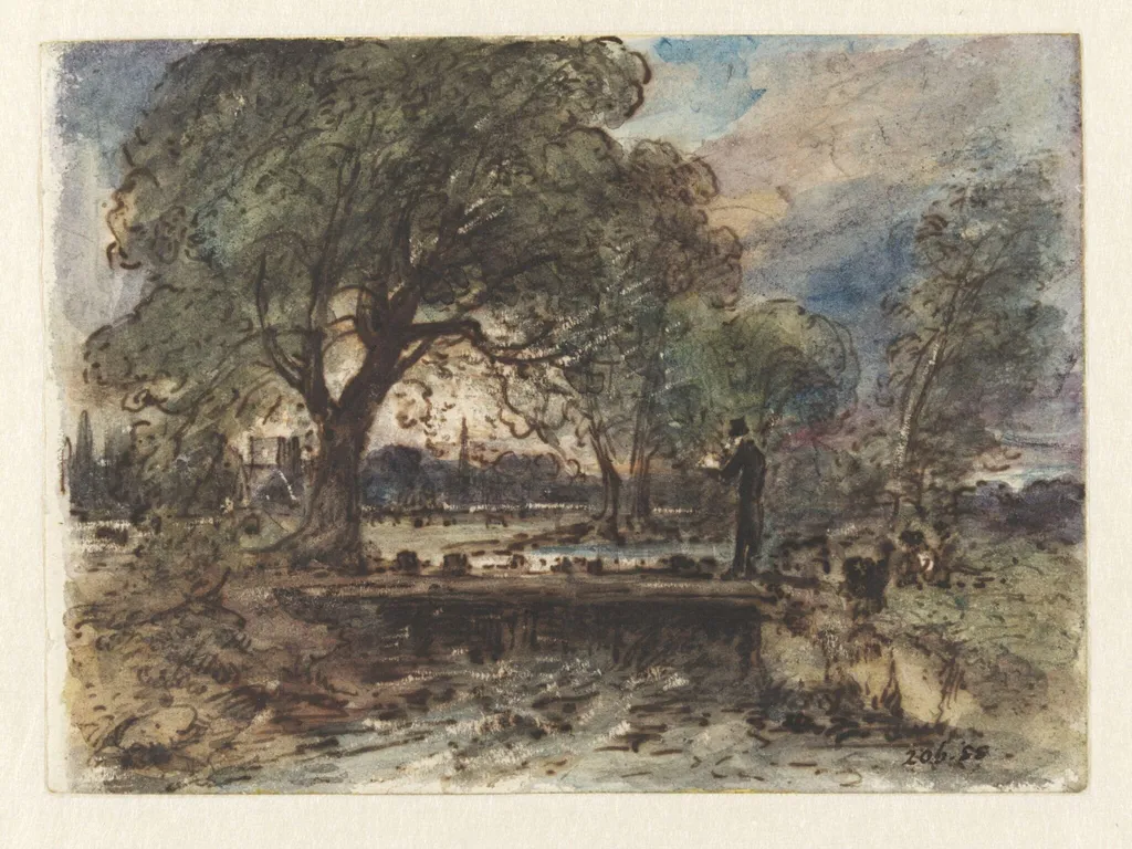 Archdeacon John Fisher with his dogs, Salisbury, by John Constable, watercolor, 22