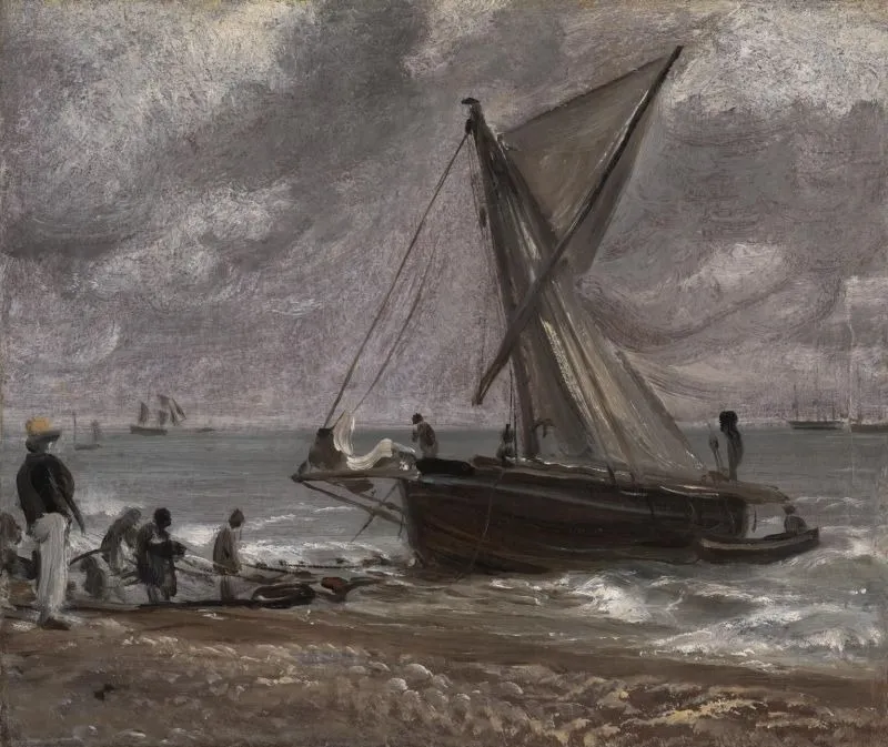 Beaching A Boat, Brighton, by John Constable, unspecified, 1824