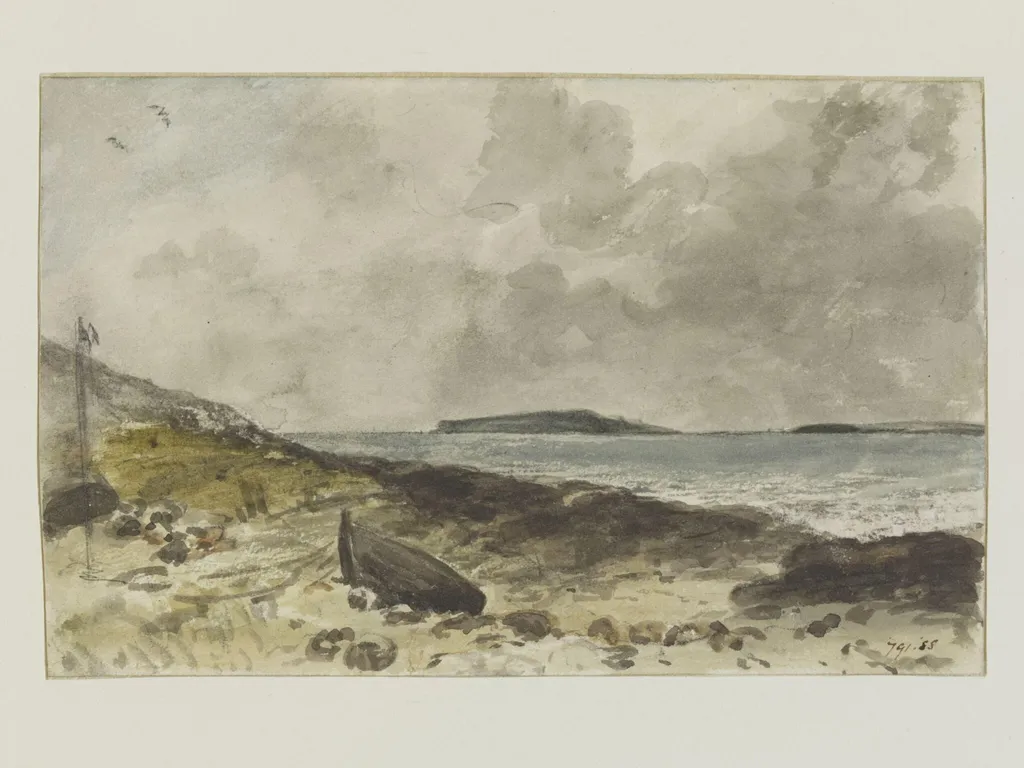 Coast scene near Osmington, with Portland Island in the distance, by John Constable, watercolor, 1816