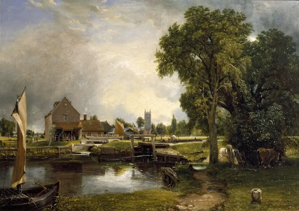 Dedham Lock and Mill, by John Constable, 1820
