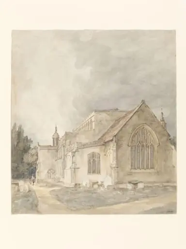 East Bergholt Church: exterior view from the east, by John Constable