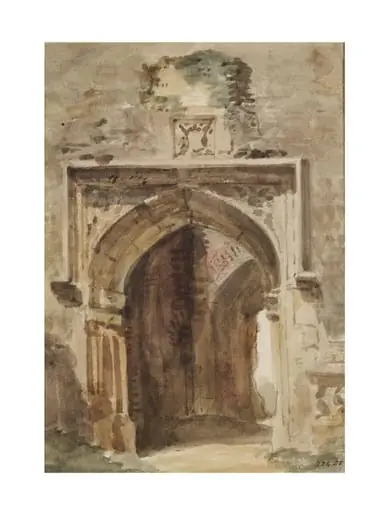 East Bergholt Church: south archway of the ruined tower, by John Constable