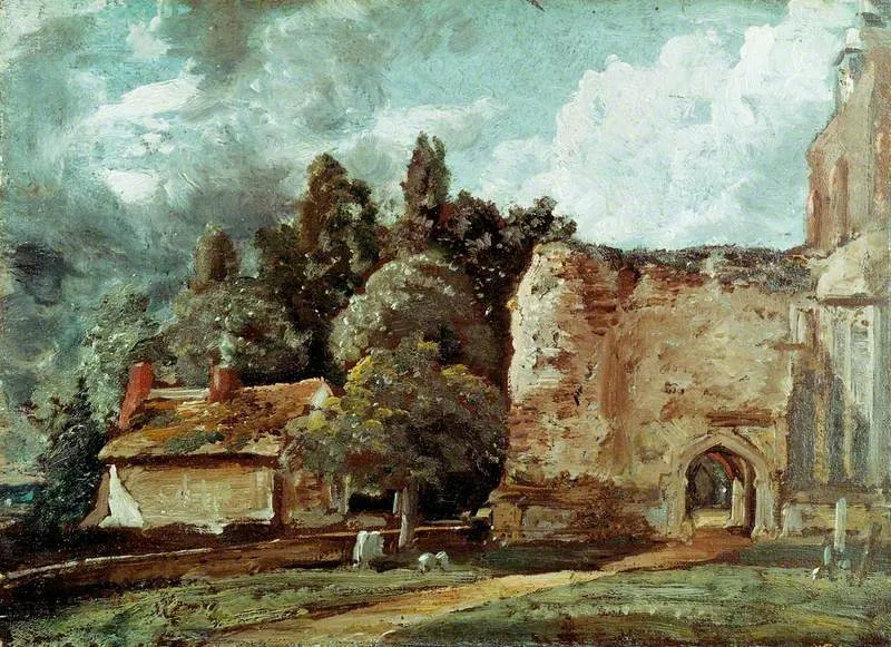 East Bergholt Church: The Ruined Tower at the West End, by John Constable, oil, 1810