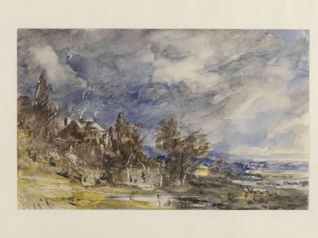 Hampstead Heath, from near Well Walk, by John Constable, watercolor, 12