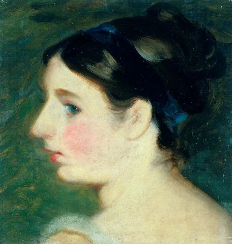 Head of a Girl (probably a portrait of Mary Constable), by John Constable, oil, 1806