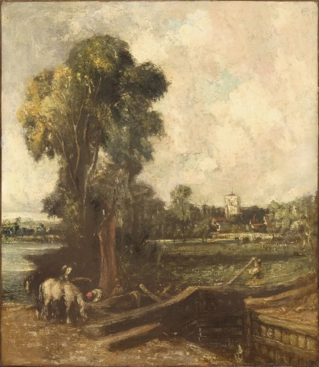 Landscape with a Lock, by John Constable, oil, 1816