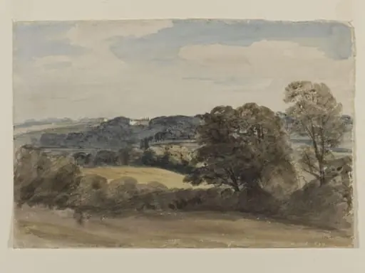 Landscape with buildings in the distance, by John Constable