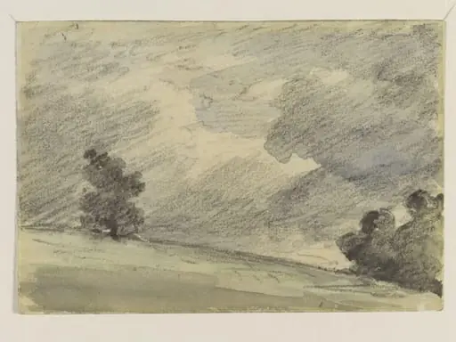 Landscape with trees and clouds, by John Constable
