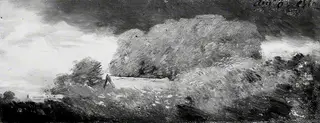 Landscape with Trees and Cottages under a Lowering Sky, by John Constable, 1812