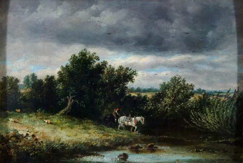 Landscape with Two Horses and a Brook, by John Constable