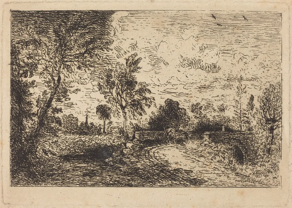 Milford Bridge, by John Constable, ink, 1826