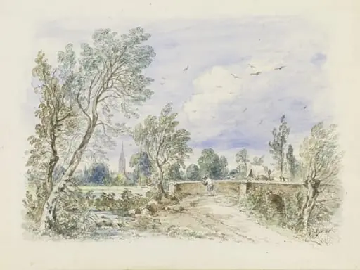 Milford Bridge, with a distant view of Salisbury, by John Constable