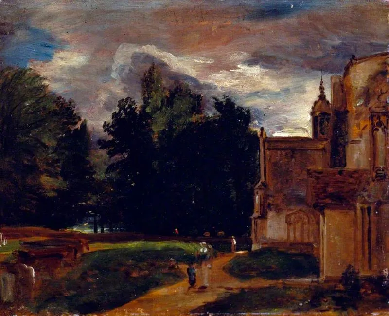 Porch of East Bergholt Church, by John Constable, oil, 1810