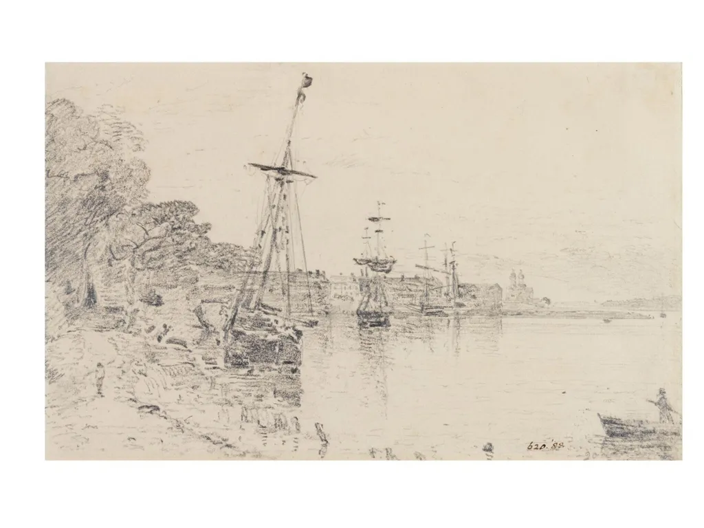 River scene at Mistley, Essex, by John Constable, 1818