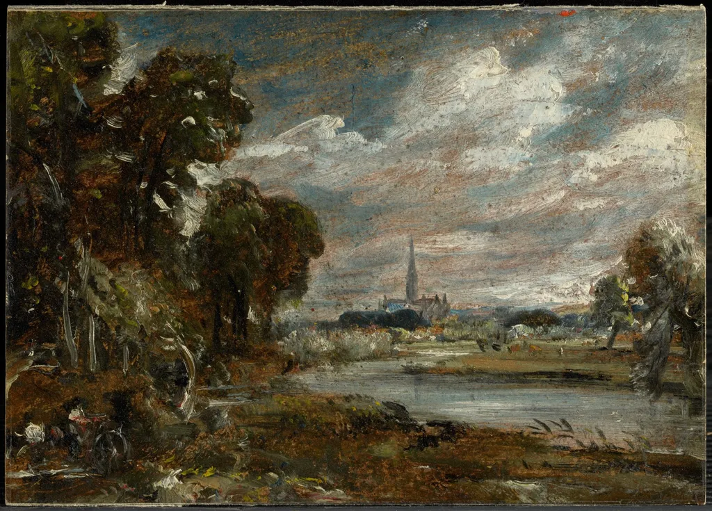 Salisbury Cathedral from the River Nadder, by John Constable, unspecified, 1829