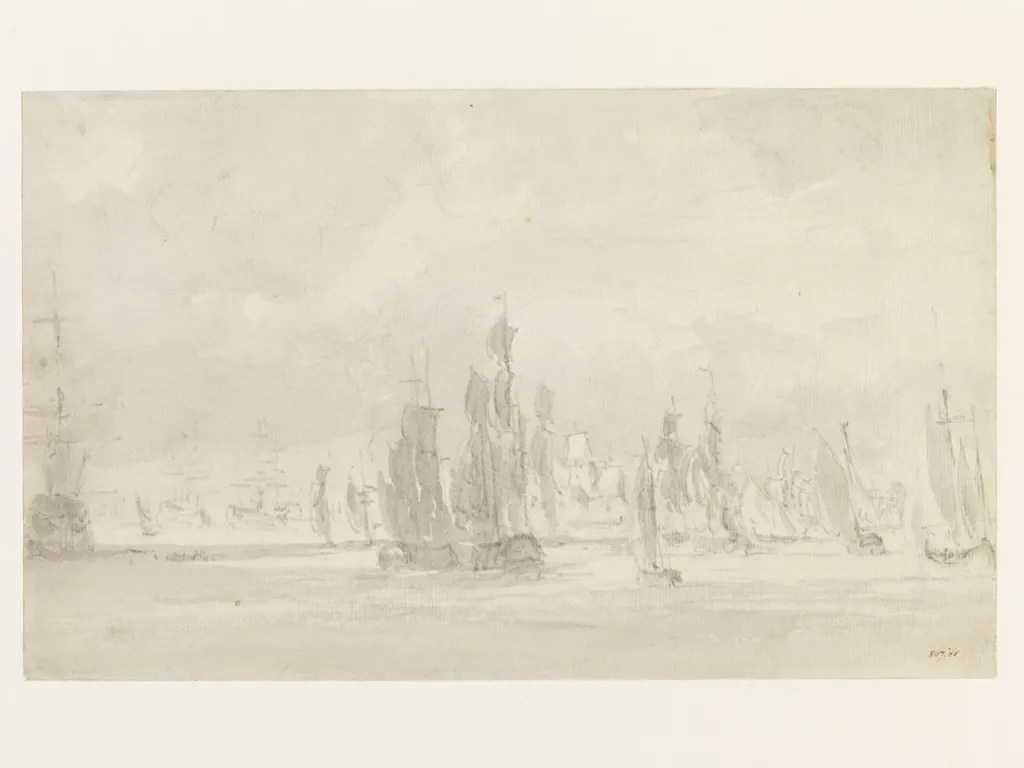 Shipping under a cloudy sky in the Thames, by John Constable, watercolor, 1803
