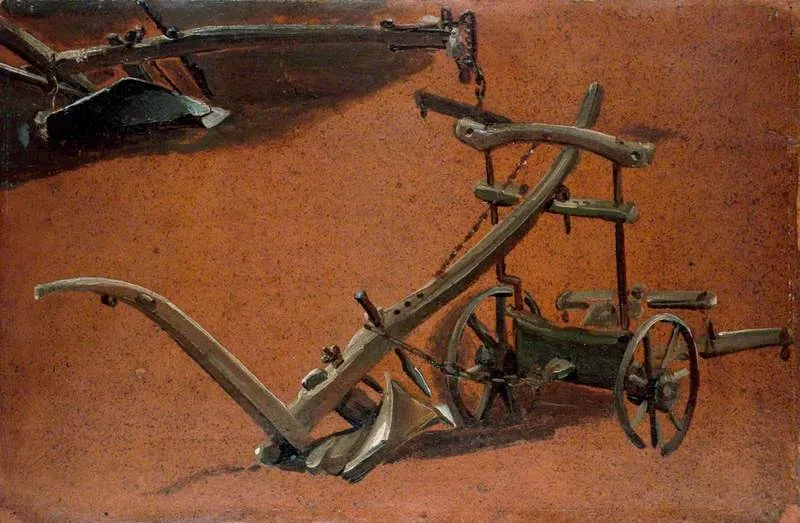 Studies of Two Ploughs, by John Constable, unspecified, 1814