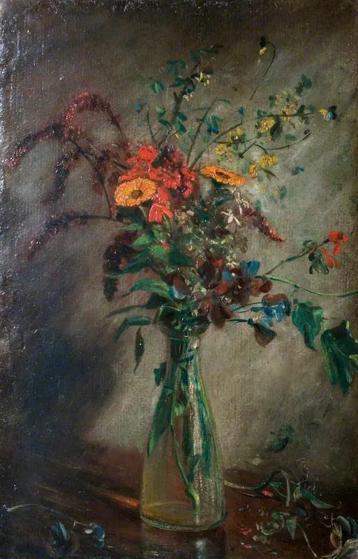 Study of Flowers in a Glass Vase, by John Constable, unspecified, 1814