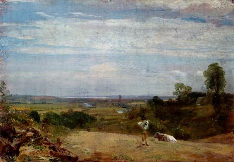 Summer Morning: Dedham from Langham, by John Constable, oil, 1830