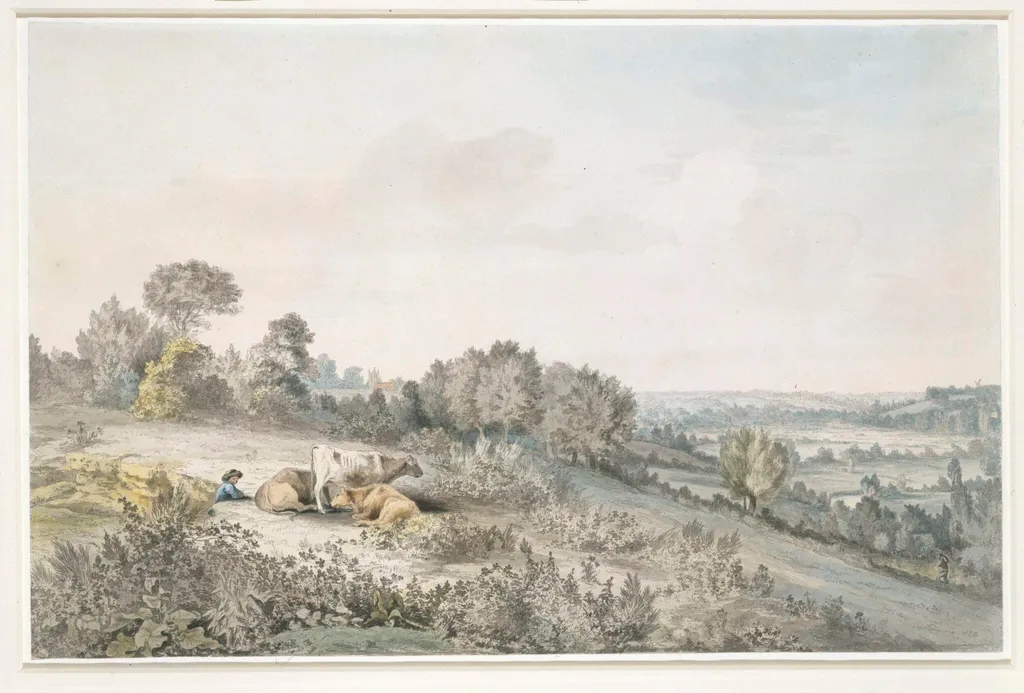 The valley of the Stour, with Langham Church in the distance, by John Constable, watercolor, 1800