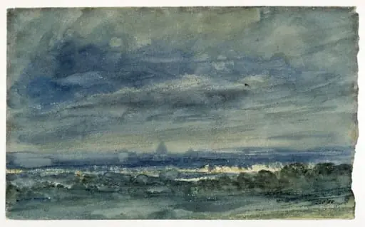 View at Hampstead, looking towards London., by John Constable