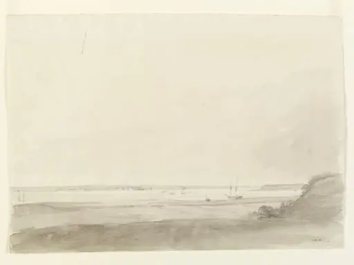 View from the shore over the Thames or the Medway, by John Constable